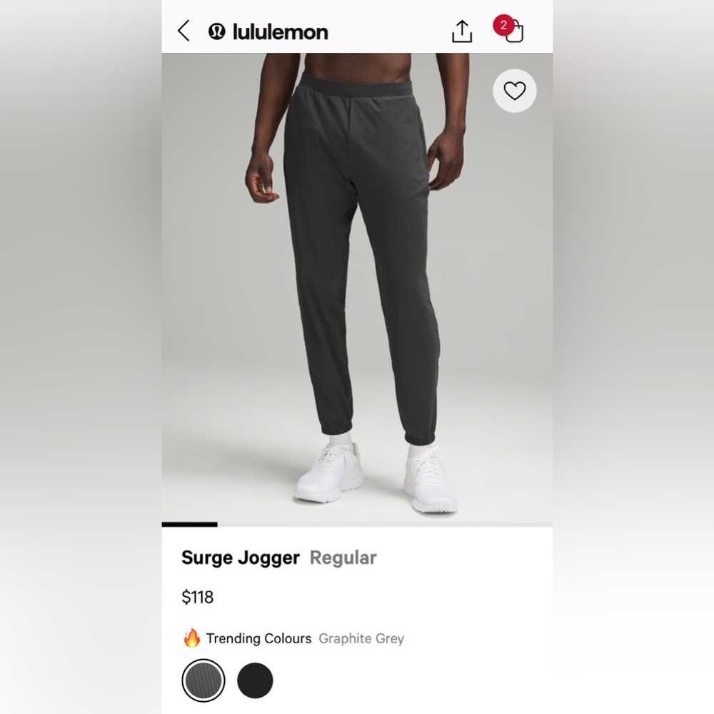 Lululemon Surge Jogger - 29 ", Graphite Grey, Size Large